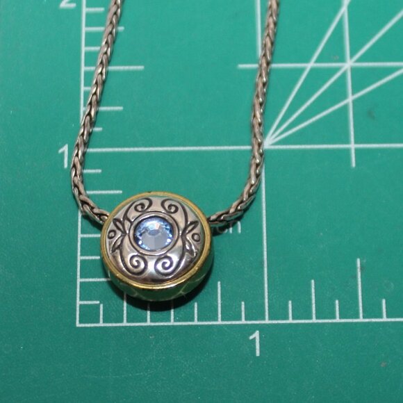 RETIRED Brighton 16"-18" Blue Crystal Round Decorative Bezel Slide Necklace - Picture 3 of 12